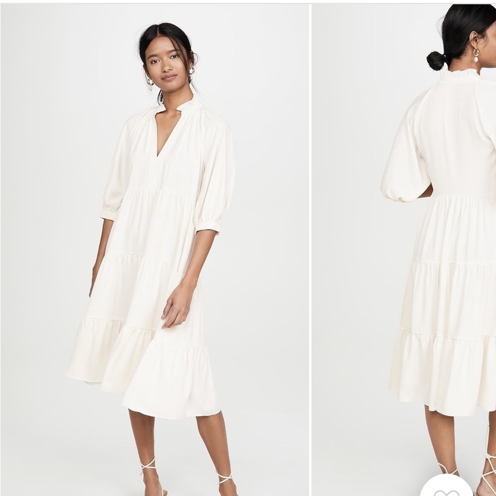 Amanda Uprichard Saffron Midi Dress in Ivory Size Medium